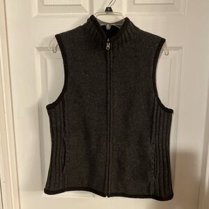 Gander Mountain Mens Large Lambs wool Vest Grey Full Zip Ribbed
